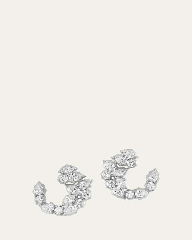Platinum Posey Crescent Diamond Hoop Earrings